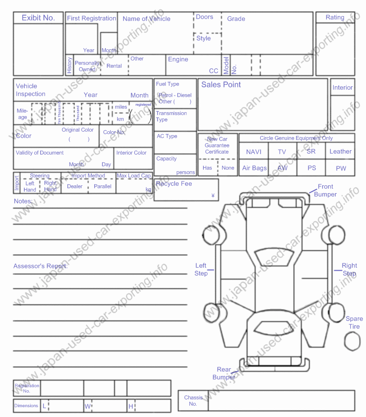 Vehicle Inspection Sheet Template from japan-used-car-exporting.info